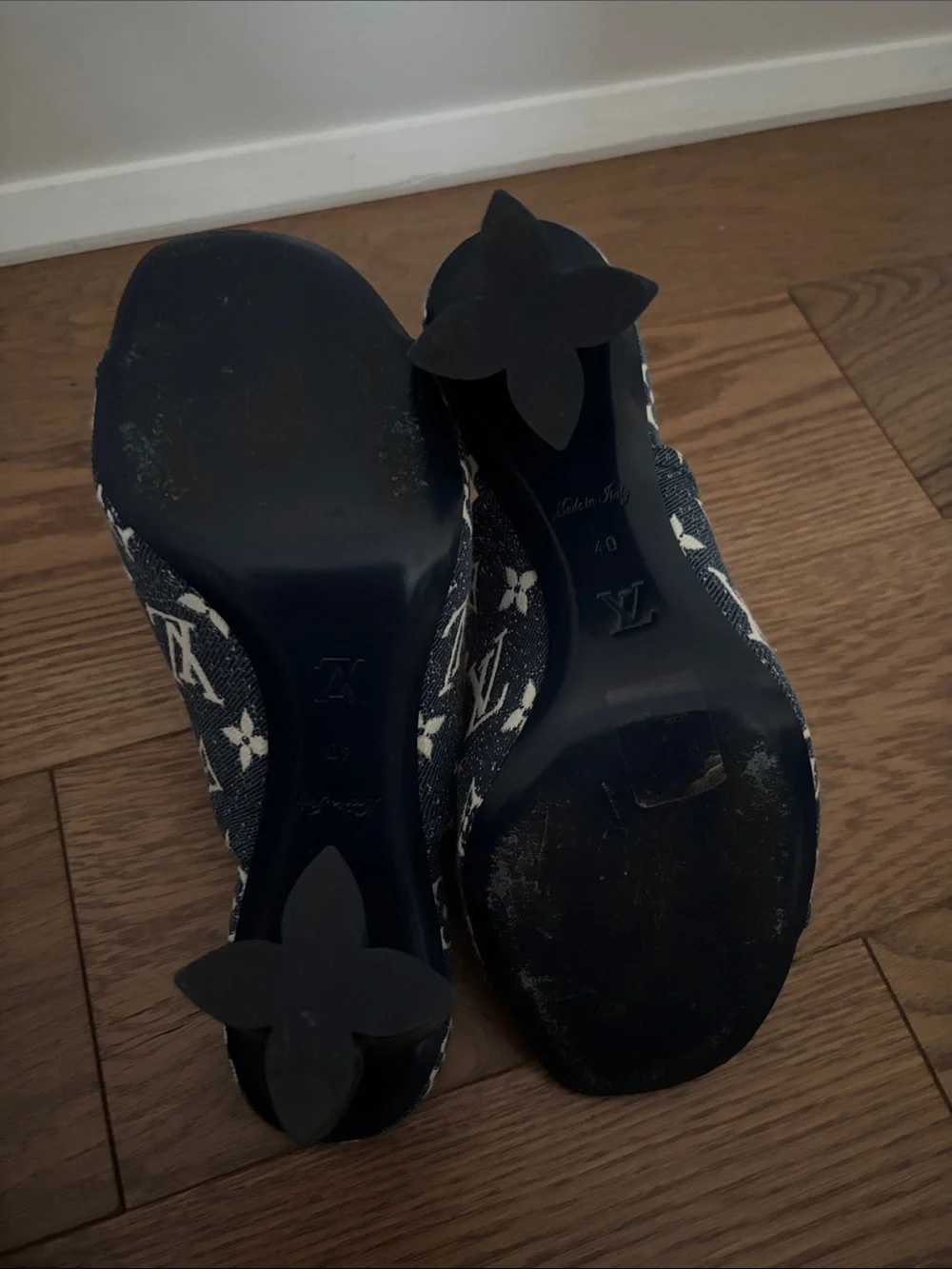 Louis Vuitton Navy Monogram Denim Mule Sandals